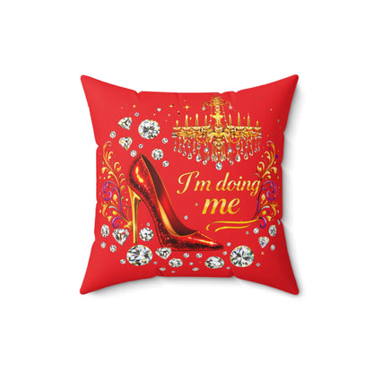 Glam Red Pillow – "I'm Doing Me" High Heel Decorative Throw Pillow
