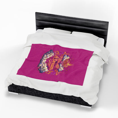 Dreamy Velveteen Plush Blanket - "It Was All A Dream" Cloud & Chandelier Design