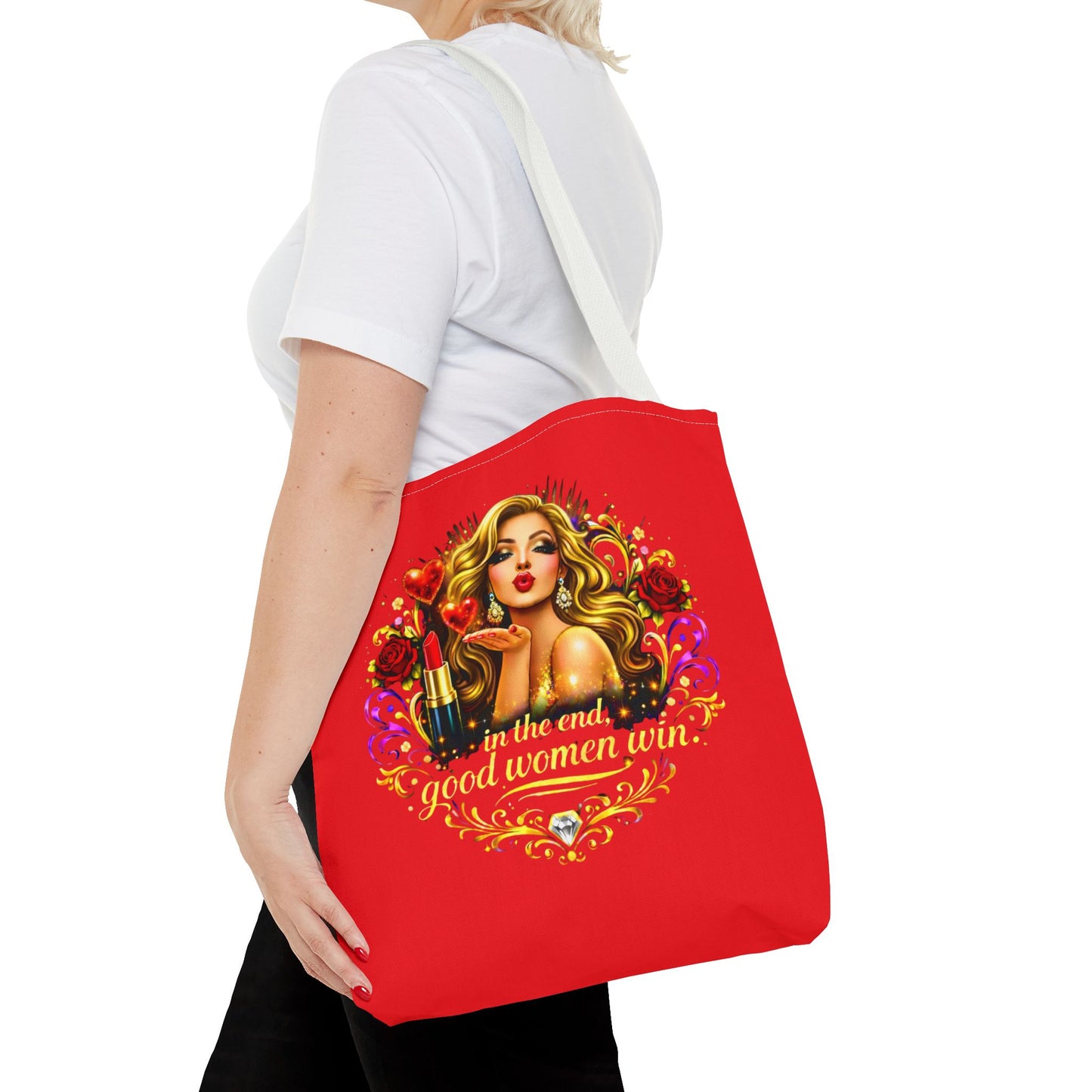 Tote Bag — "In the End, Good Women Win" Glamour Graphic Tote Blonde
