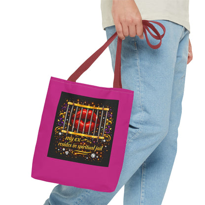 Tote Bag — "My Ex Resides in Spiritual Jail" Decorative Heart Cage Tote