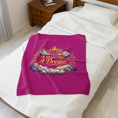 Dreamy Velveteen Plush Blanket - "It Was All A Dream" Cloud & Chandelier Design