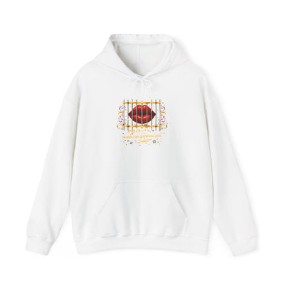 Kiss Through Bars Hoodie — Romantic Lip Print Pullover