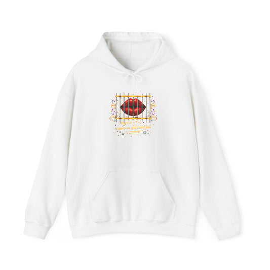 Kiss Through Bars Hoodie — Romantic Lip Print Pullover