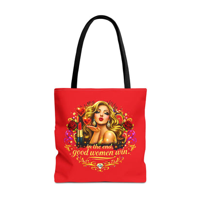 Tote Bag — "In the End, Good Women Win" Glamour Graphic Tote Blonde