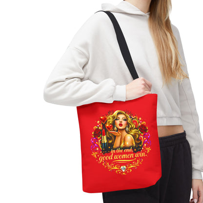 Tote Bag — "In the End, Good Women Win" Glamour Graphic Tote Blonde