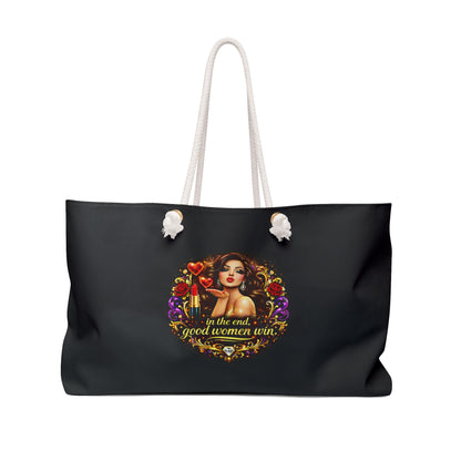 Good Women Win Brunette Weekender Bag