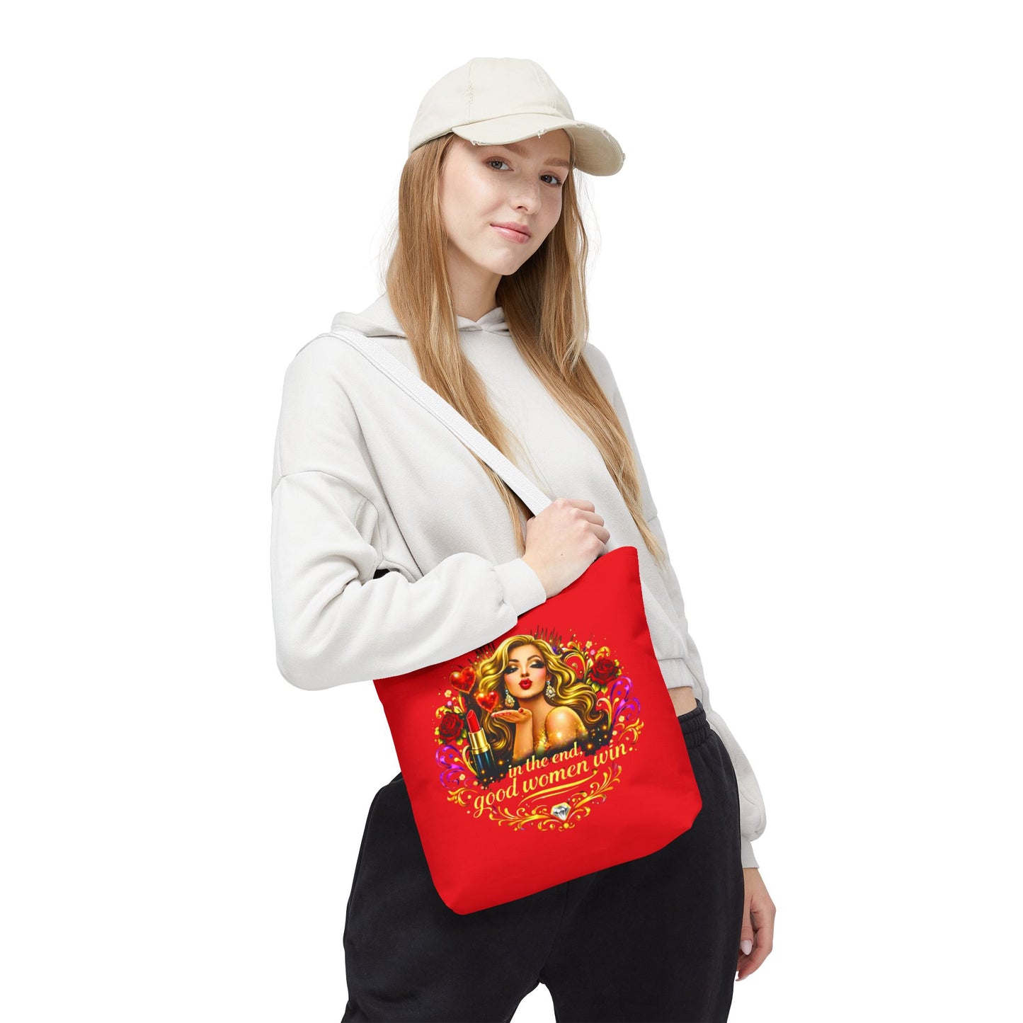 Tote Bag — "In the End, Good Women Win" Glamour Graphic Tote Blonde