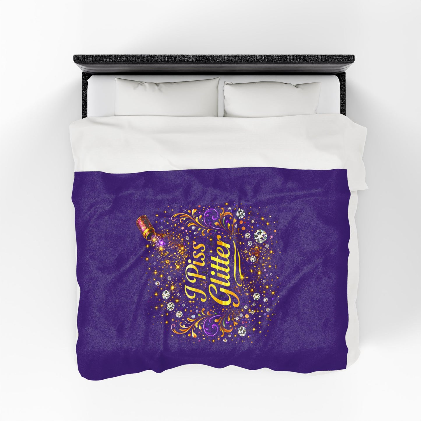 Velveteen Plush Blanket — "I Piss Glitter" Sparkle Throw for Fun, Sassy Gift