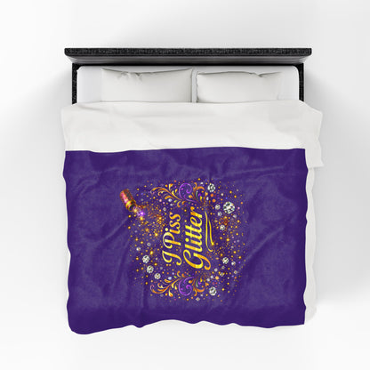 Velveteen Plush Blanket — "I Piss Glitter" Sparkle Throw for Fun, Sassy Gift