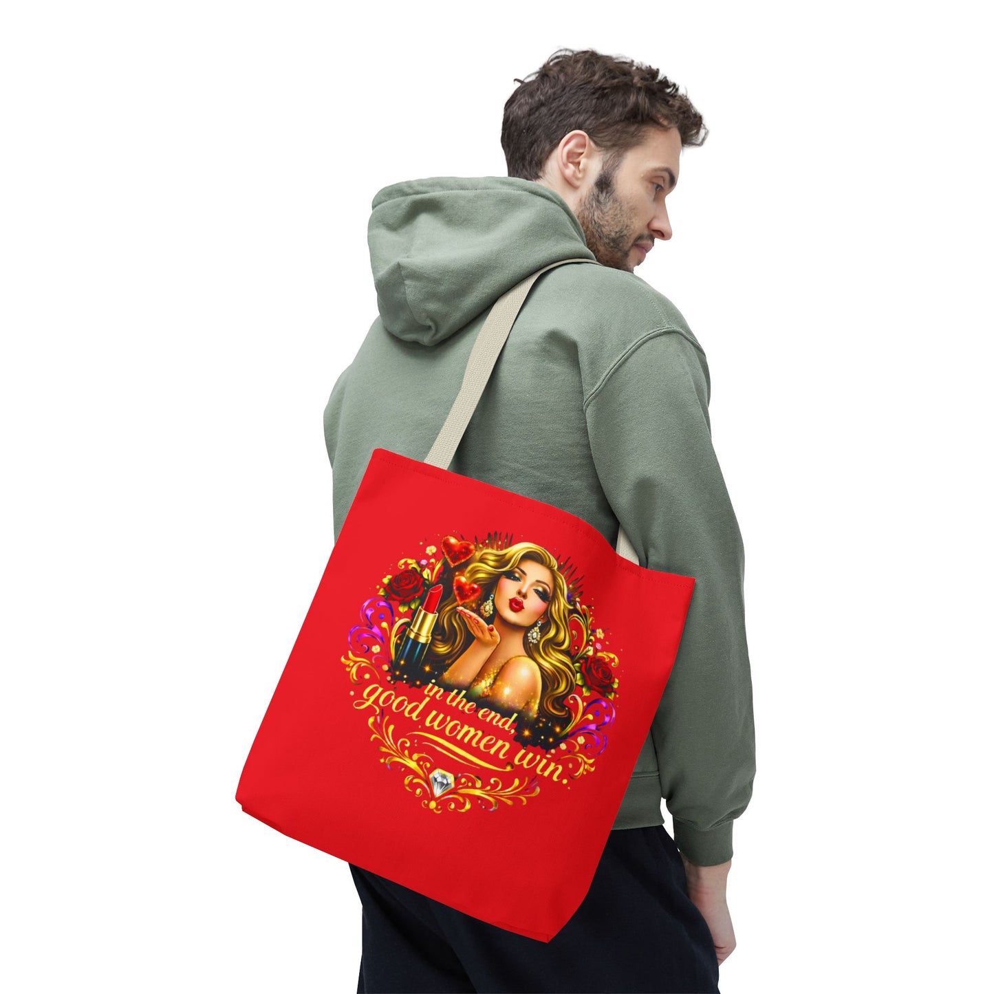 Tote Bag — "In the End, Good Women Win" Glamour Graphic Tote Blonde