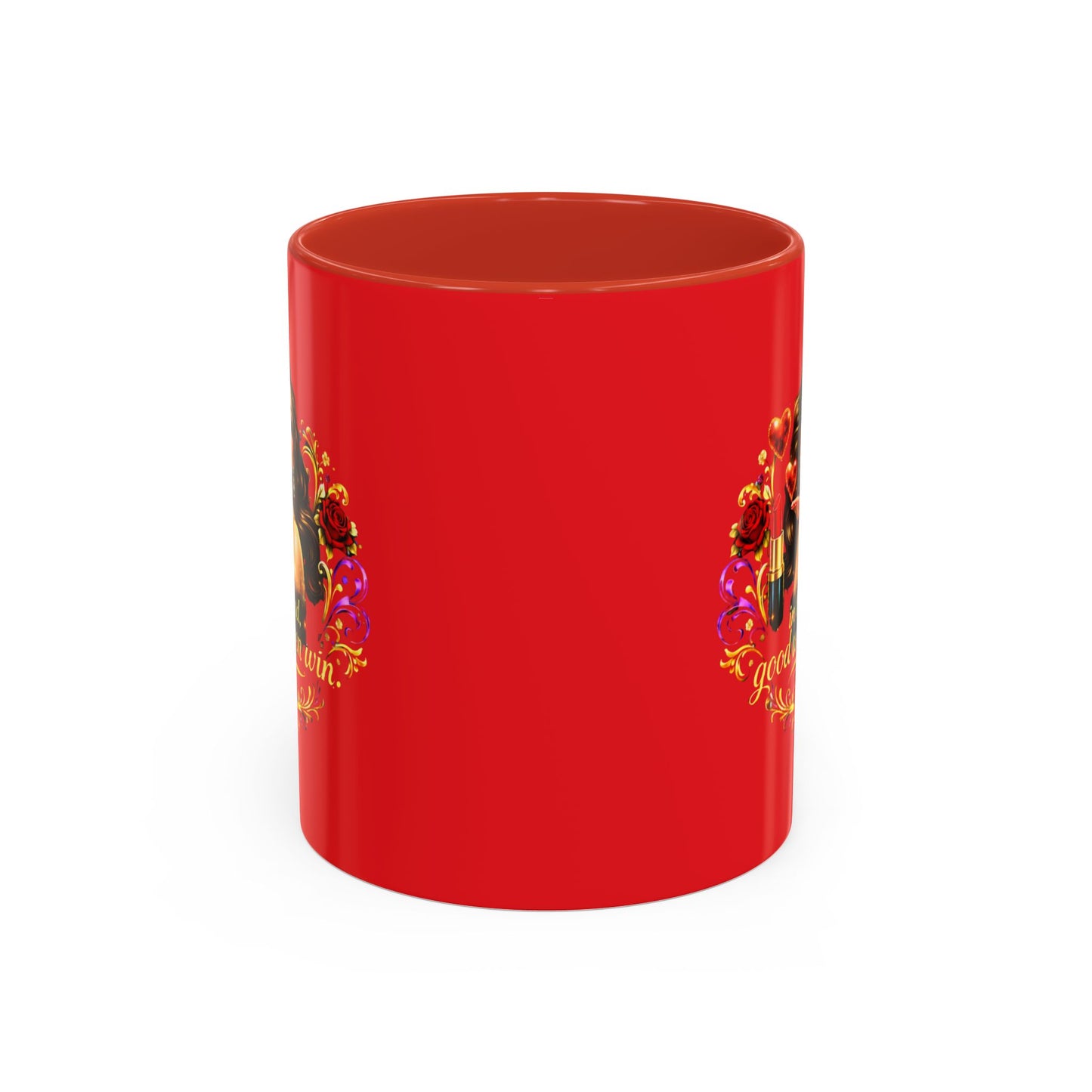 Coffee Mug — "In the End, Good Women Win" BRUNETTE Retro Pin-Up Design