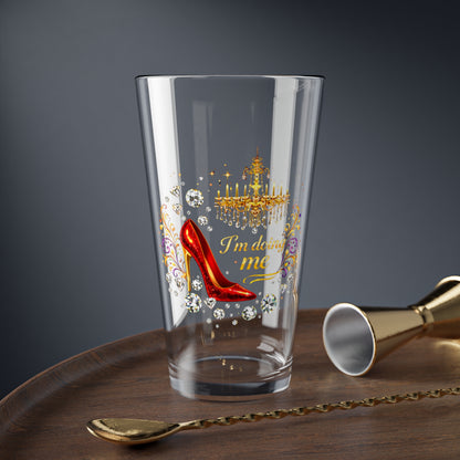 Mixing Glass - Glam Red Stiletto "I'm Doing Me" 16oz Cocktail Glass