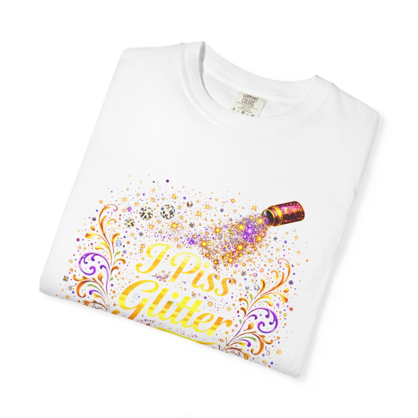 T-Shirt — 'Press Glitter' Sparkle Cosmetic Makeup Tee