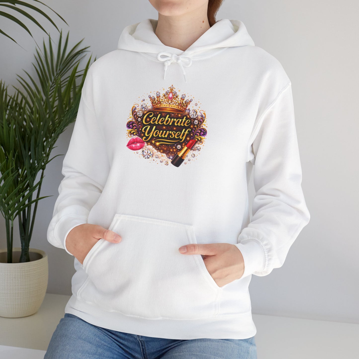 Celebrate Yourself Hoodie — Self-Love Crown Graphic Pullover