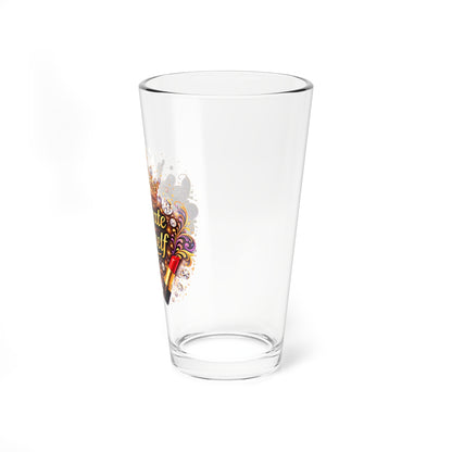 Mixing Glass — "Celebrate Yourself" Crown & Lipstick Cocktail Pint (16oz)