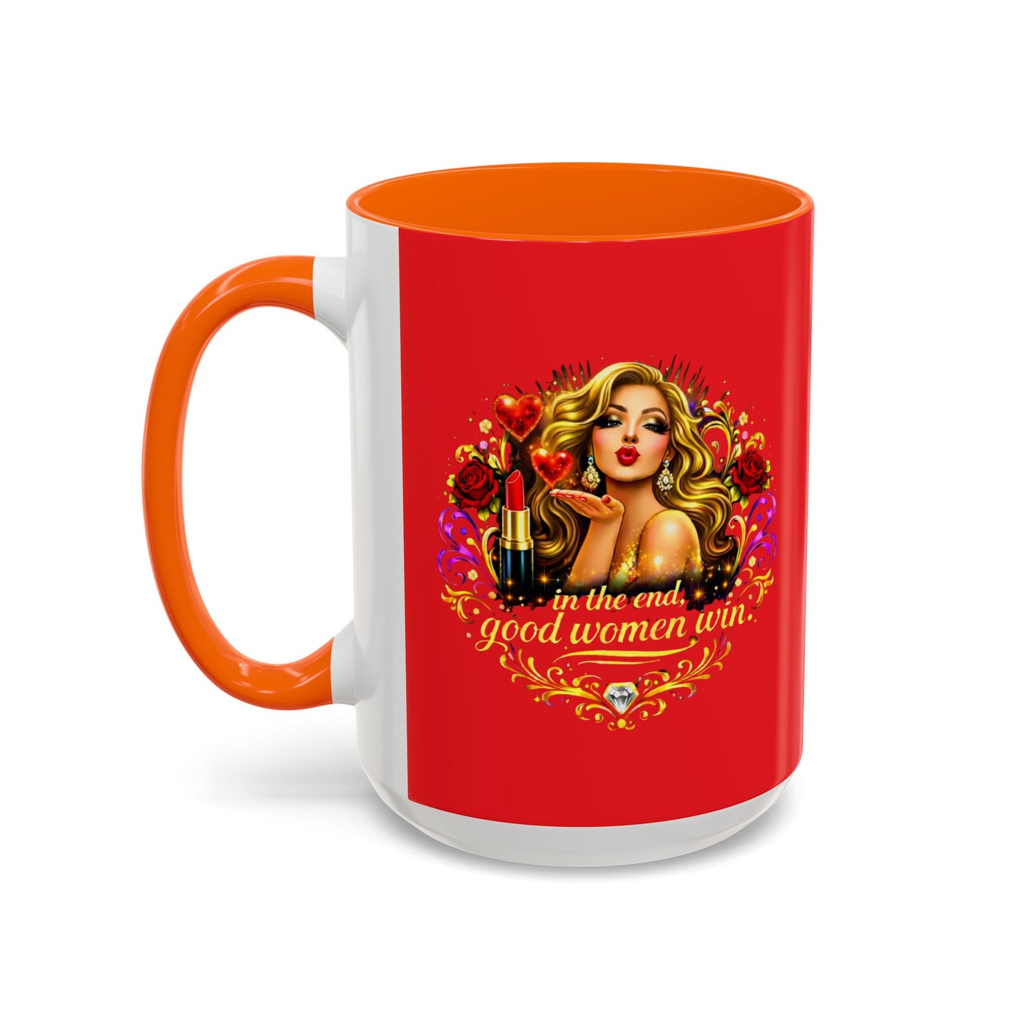 Coffee Mug — “In the End, Good Women Win” BLONDE Retro Glam Accent Mug (11/15 oz)