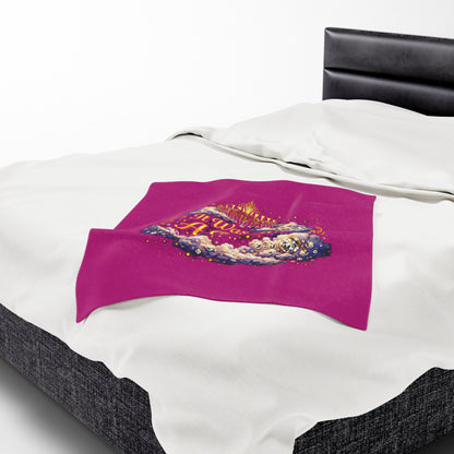 Dreamy Velveteen Plush Blanket - "It Was All A Dream" Cloud & Chandelier Design