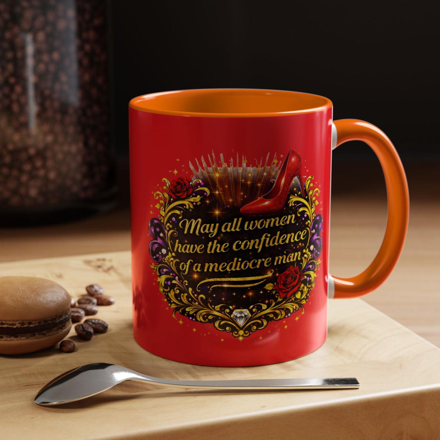 Coffee Mug — "May All Women Have the Confidence of a Mediocre Man" Red Accent