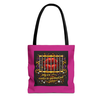 Tote Bag — "My Ex Resides in Spiritual Jail" Decorative Heart Cage Tote