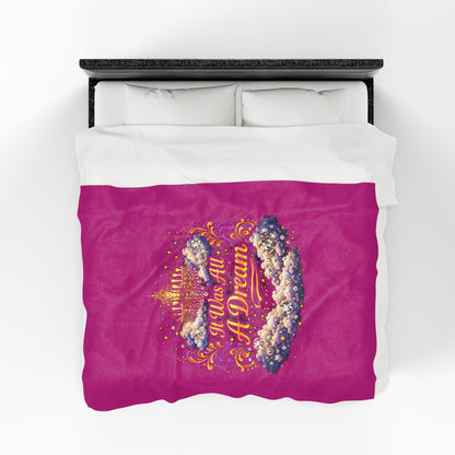 Dreamy Velveteen Plush Blanket - "It Was All A Dream" Cloud & Chandelier Design
