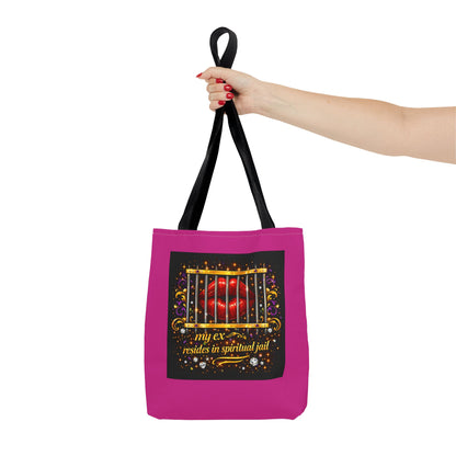 Tote Bag — "My Ex Resides in Spiritual Jail" Decorative Heart Cage Tote