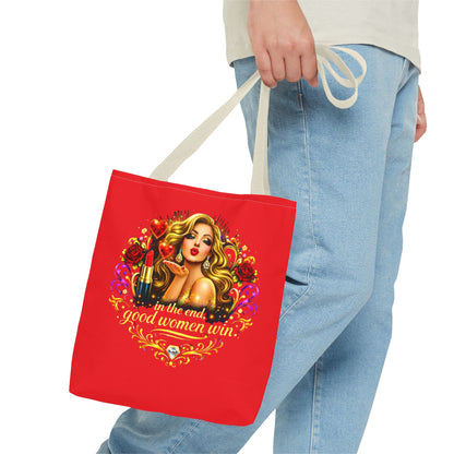 Tote Bag — "In the End, Good Women Win" Glamour Graphic Tote Blonde