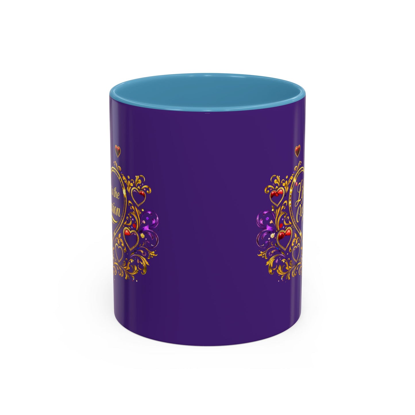 Life Is the Occasion Gold Heart Accent Coffee Mug — Inspirational Purple 11/15oz