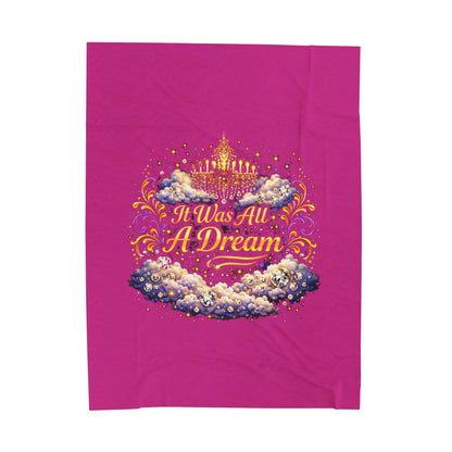 Dreamy Velveteen Plush Blanket - "It Was All A Dream" Cloud & Chandelier Design