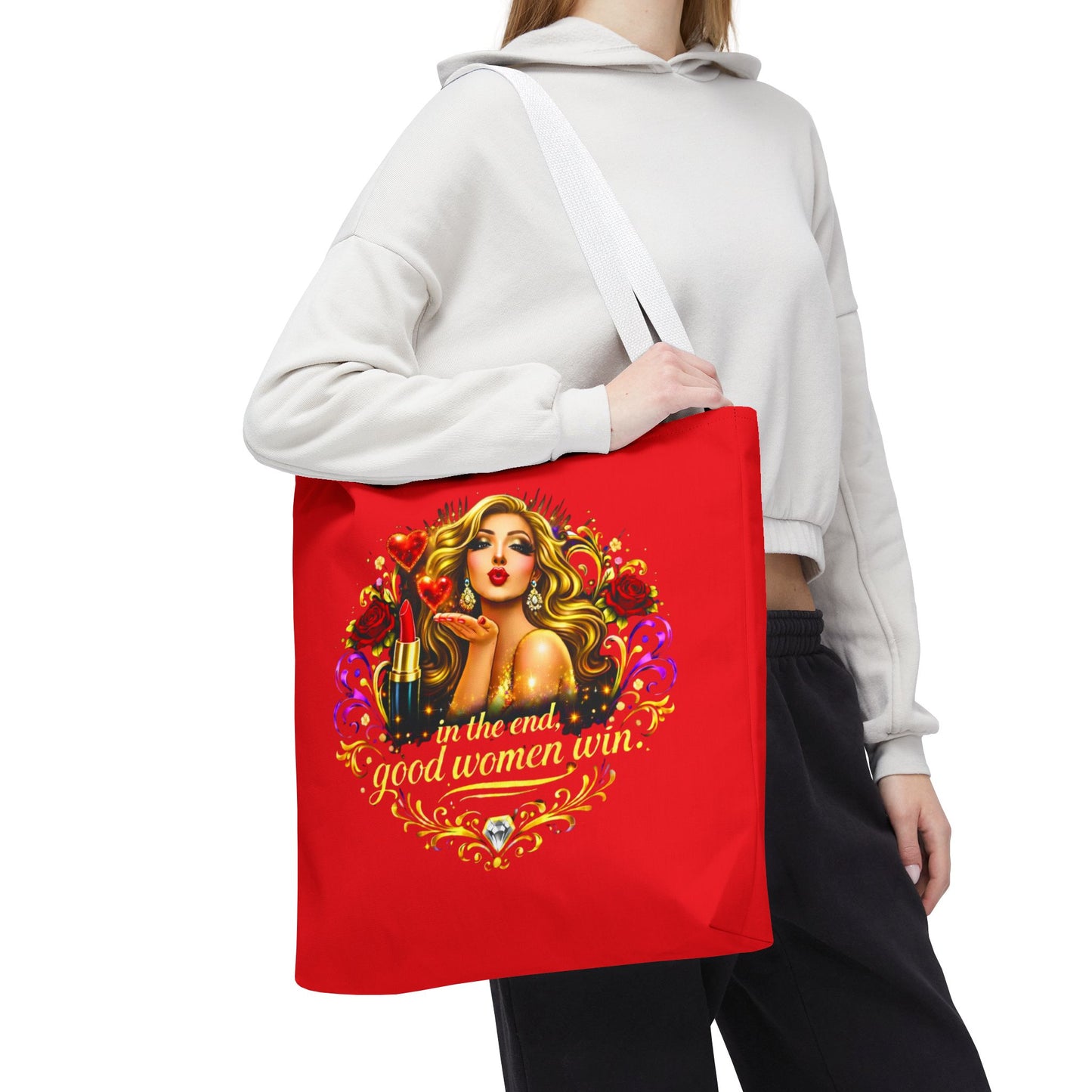 Tote Bag — "In the End, Good Women Win" Glamour Graphic Tote Blonde
