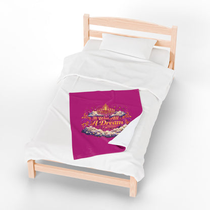 Dreamy Velveteen Plush Blanket - "It Was All A Dream" Cloud & Chandelier Design