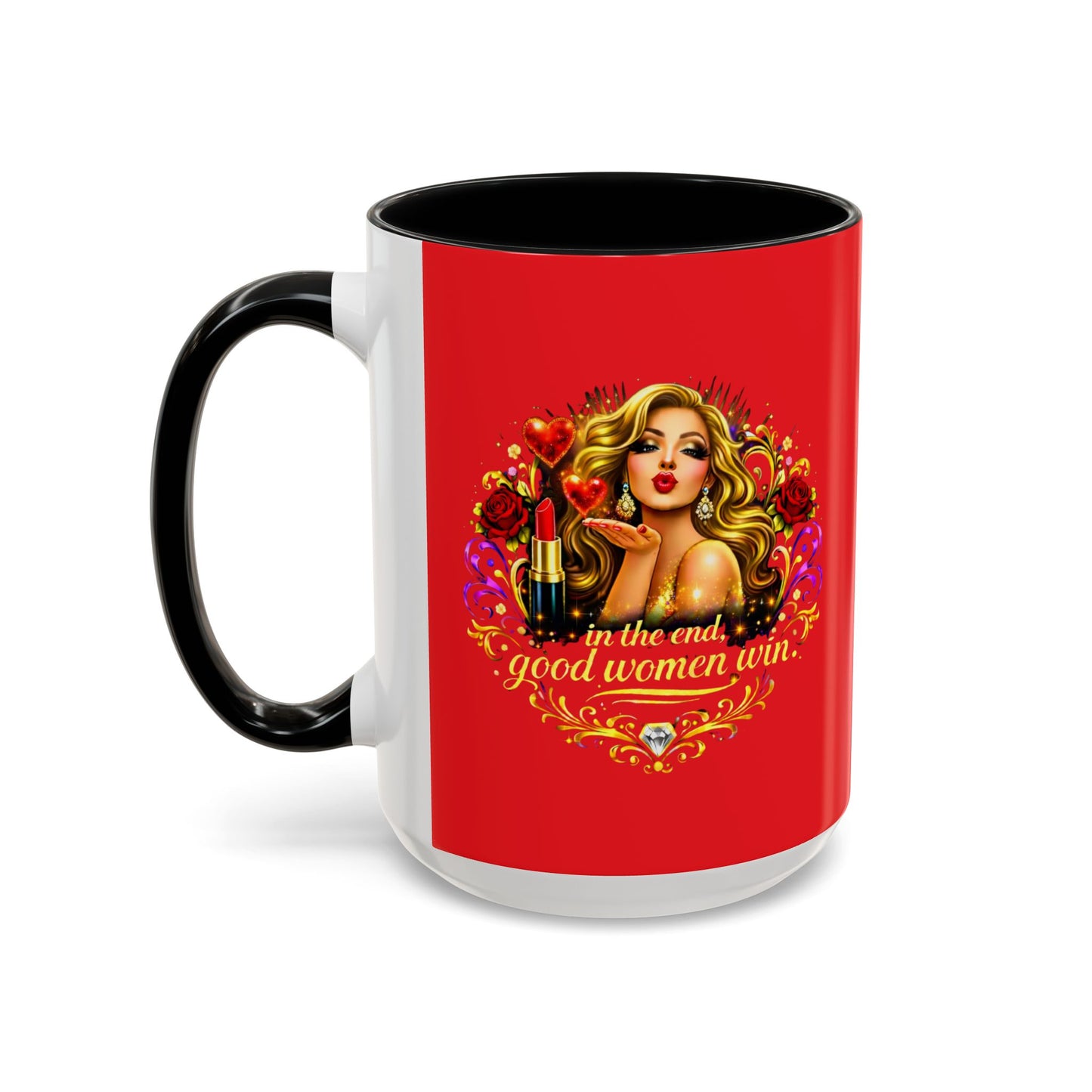 Coffee Mug — “In the End, Good Women Win” BLONDE Retro Glam Accent Mug (11/15 oz)