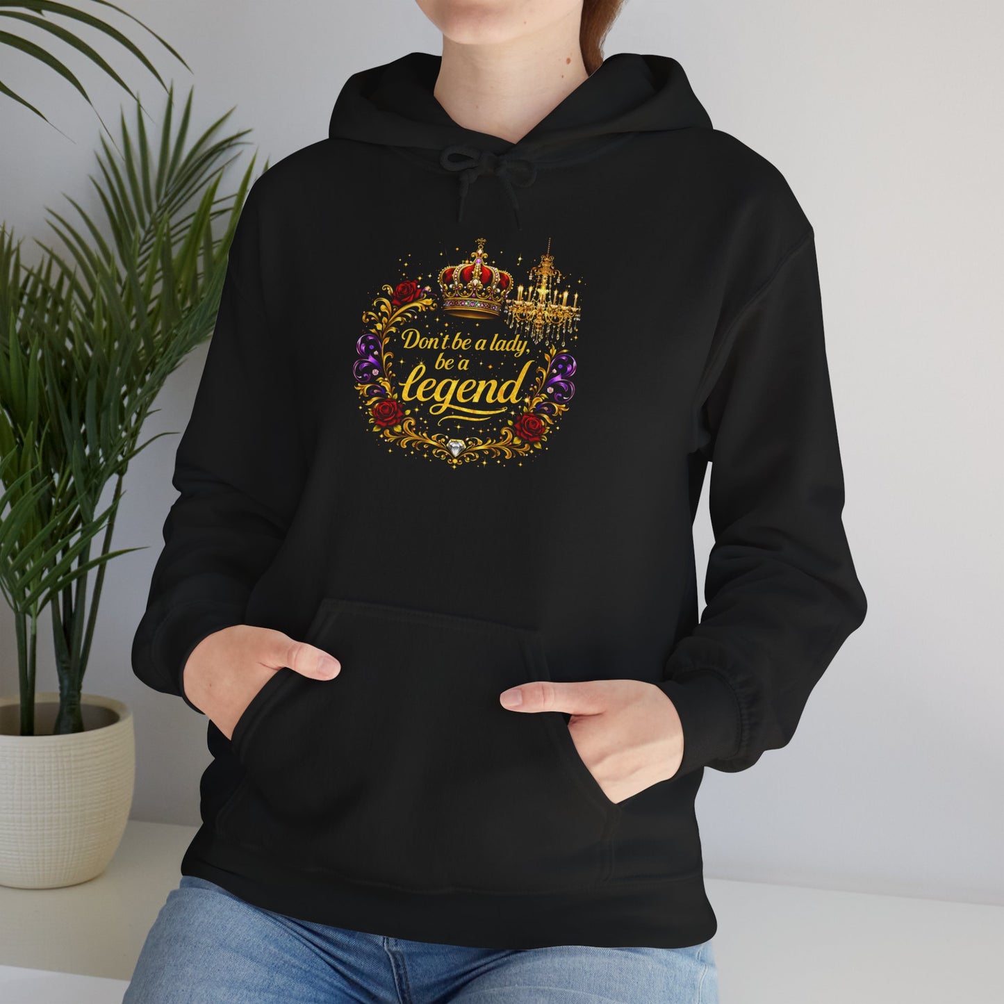 Legend Queen Crown Floral Hoodie — Regal Feminine Comfort Sweatshirt