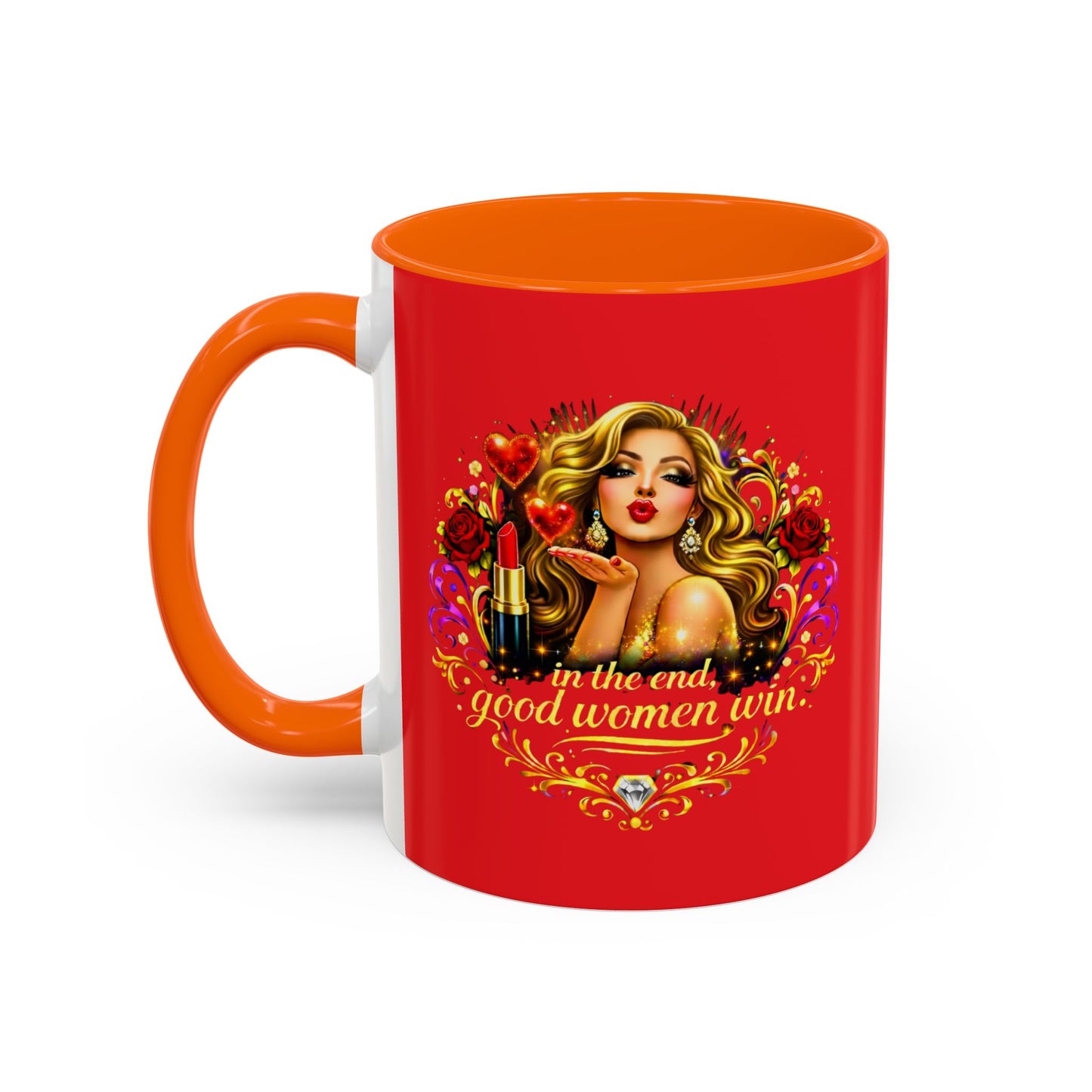 Coffee Mug — “In the End, Good Women Win” BLONDE Retro Glam Accent Mug (11/15 oz)