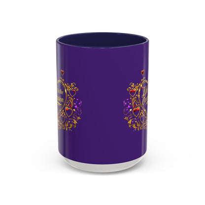 Life Is the Occasion Gold Heart Accent Coffee Mug — Inspirational Purple 11/15oz