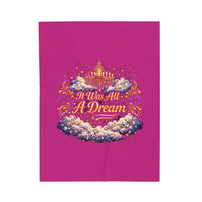 Dreamy Velveteen Plush Blanket - "It Was All A Dream" Cloud & Chandelier Design