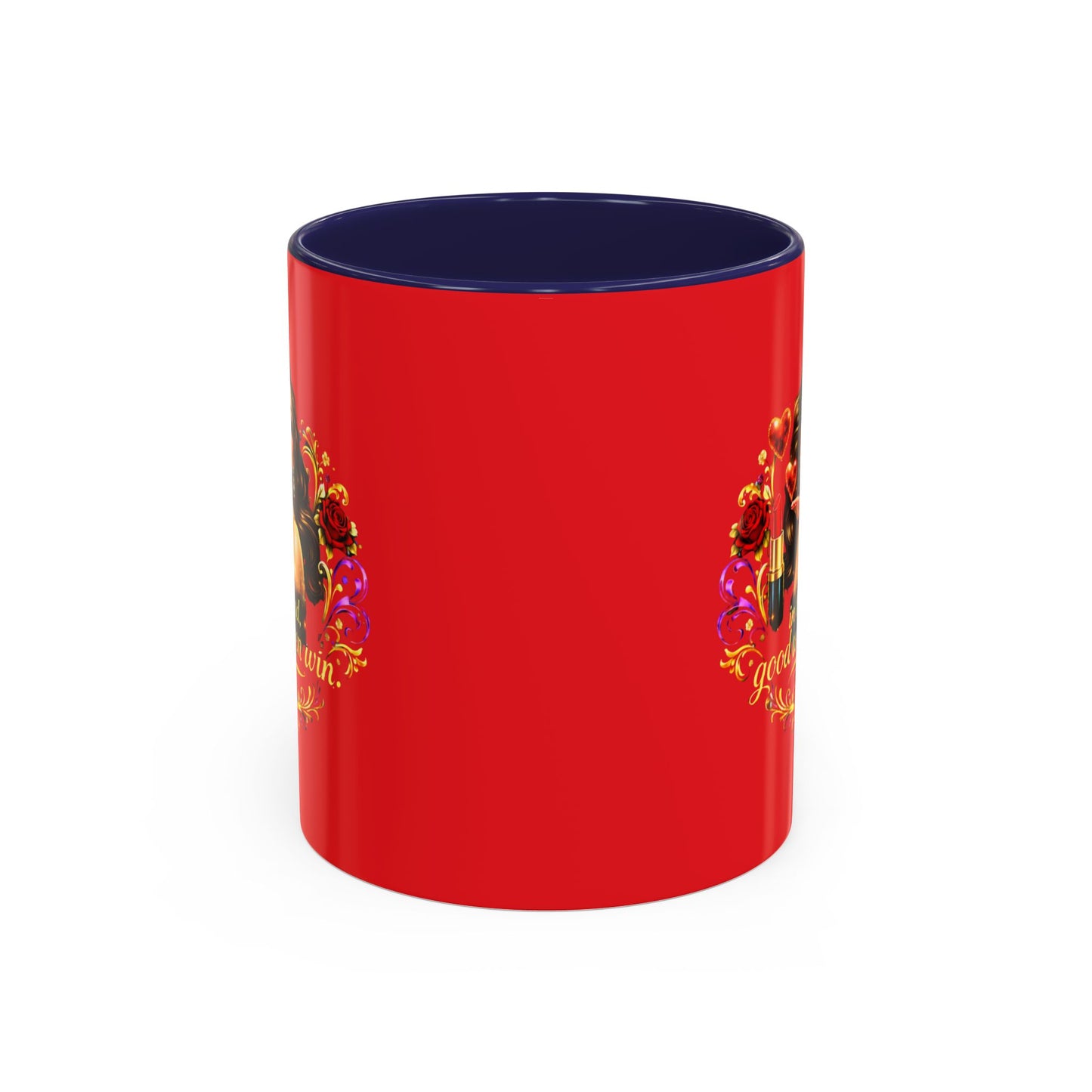 Coffee Mug — "In the End, Good Women Win" BRUNETTE Retro Pin-Up Design