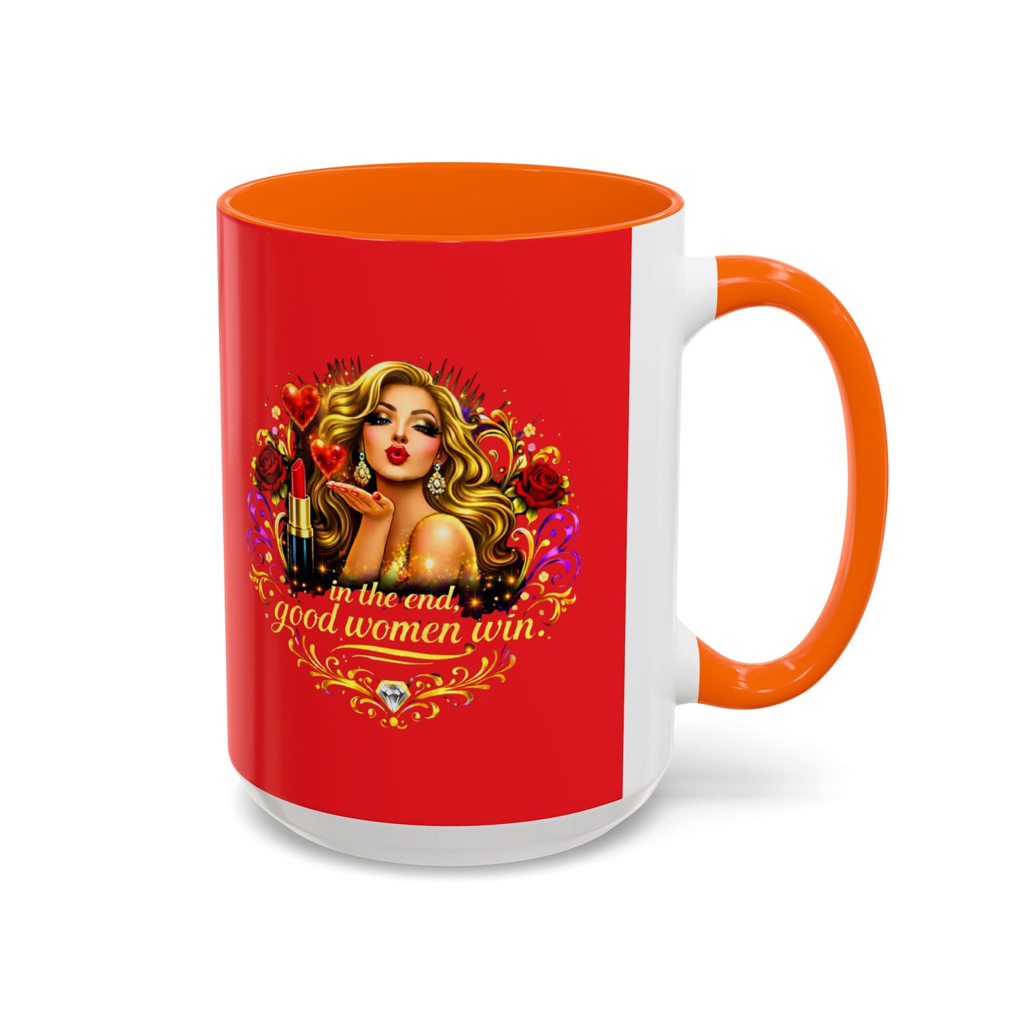 Coffee Mug — “In the End, Good Women Win” BLONDE Retro Glam Accent Mug (11/15 oz)