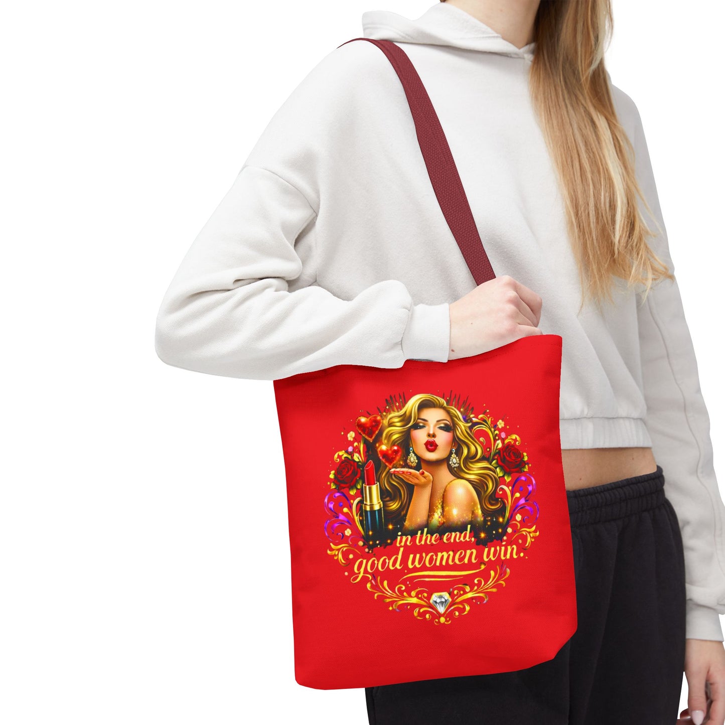 Tote Bag — "In the End, Good Women Win" Glamour Graphic Tote Blonde