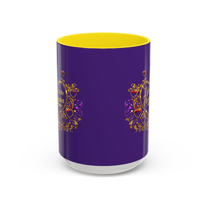Life Is the Occasion Gold Heart Accent Coffee Mug — Inspirational Purple 11/15oz