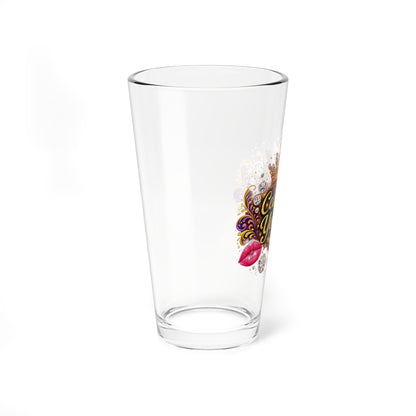Mixing Glass — "Celebrate Yourself" Crown & Lipstick Cocktail Pint (16oz)