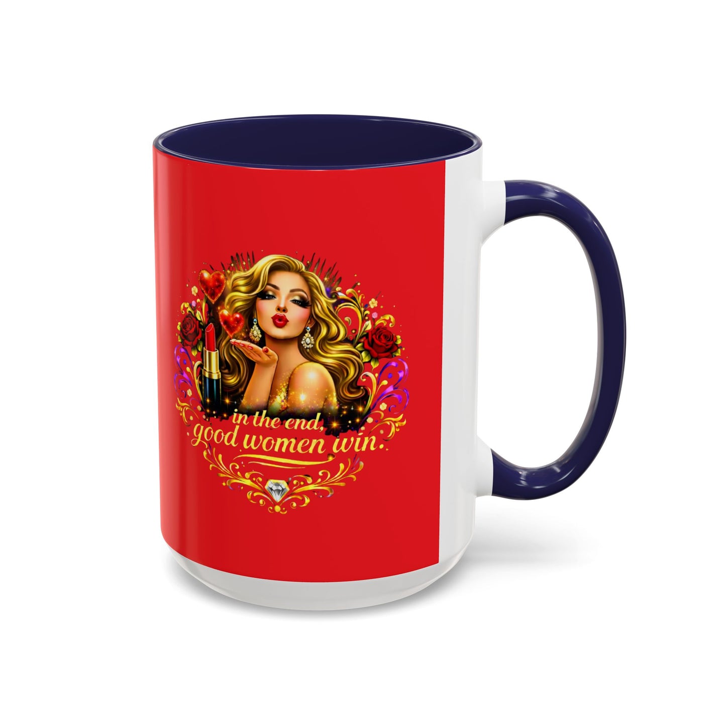 Coffee Mug — “In the End, Good Women Win” BLONDE Retro Glam Accent Mug (11/15 oz)