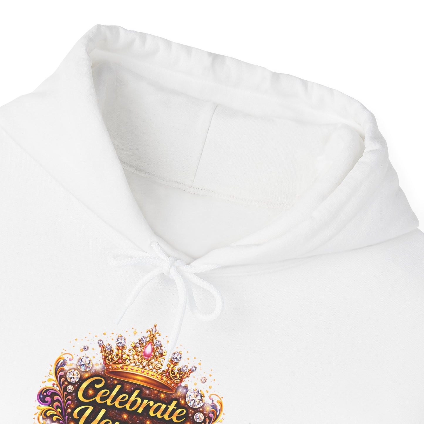 Celebrate Yourself Hoodie — Self-Love Crown Graphic Pullover