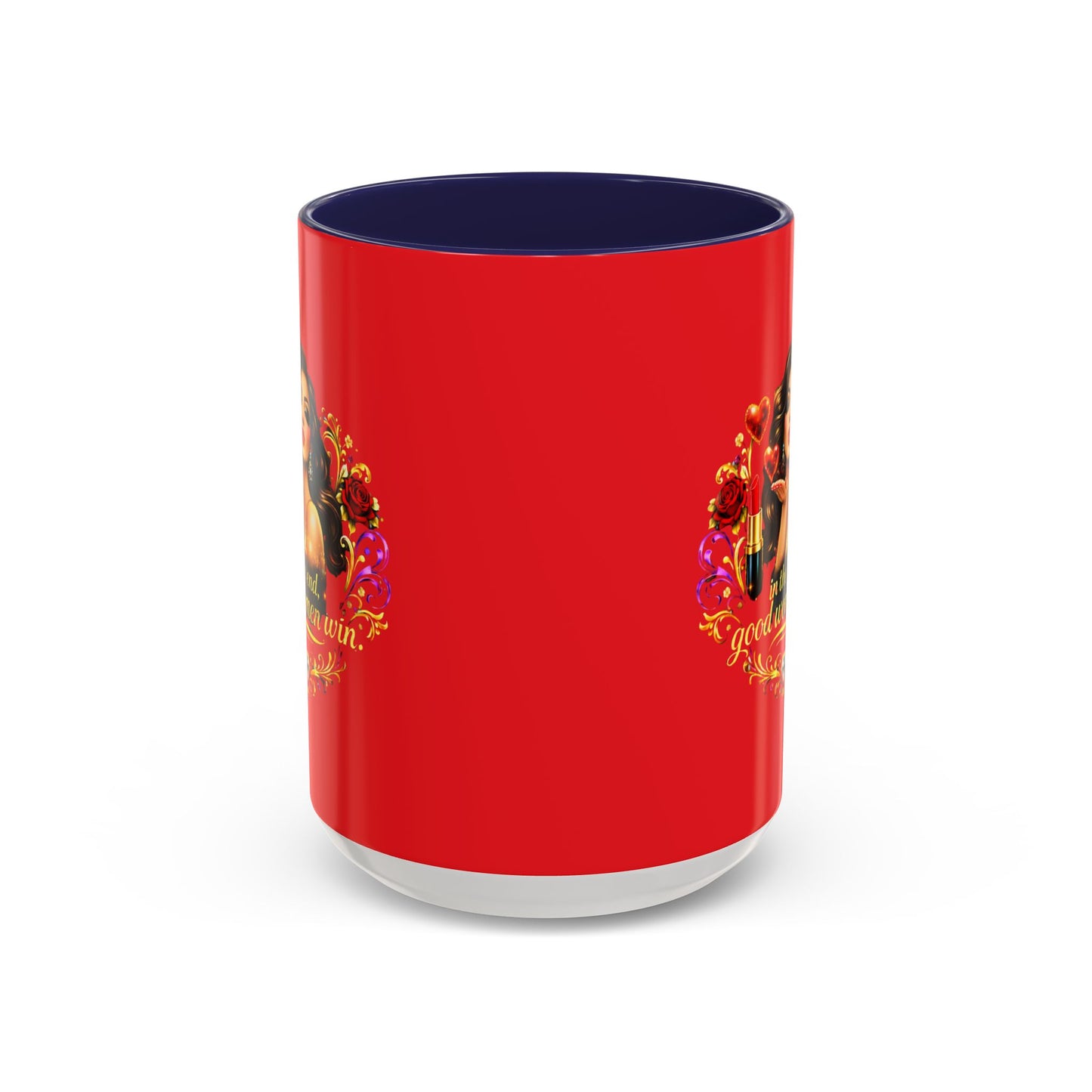 Coffee Mug — "In the End, Good Women Win" BRUNETTE Retro Pin-Up Design