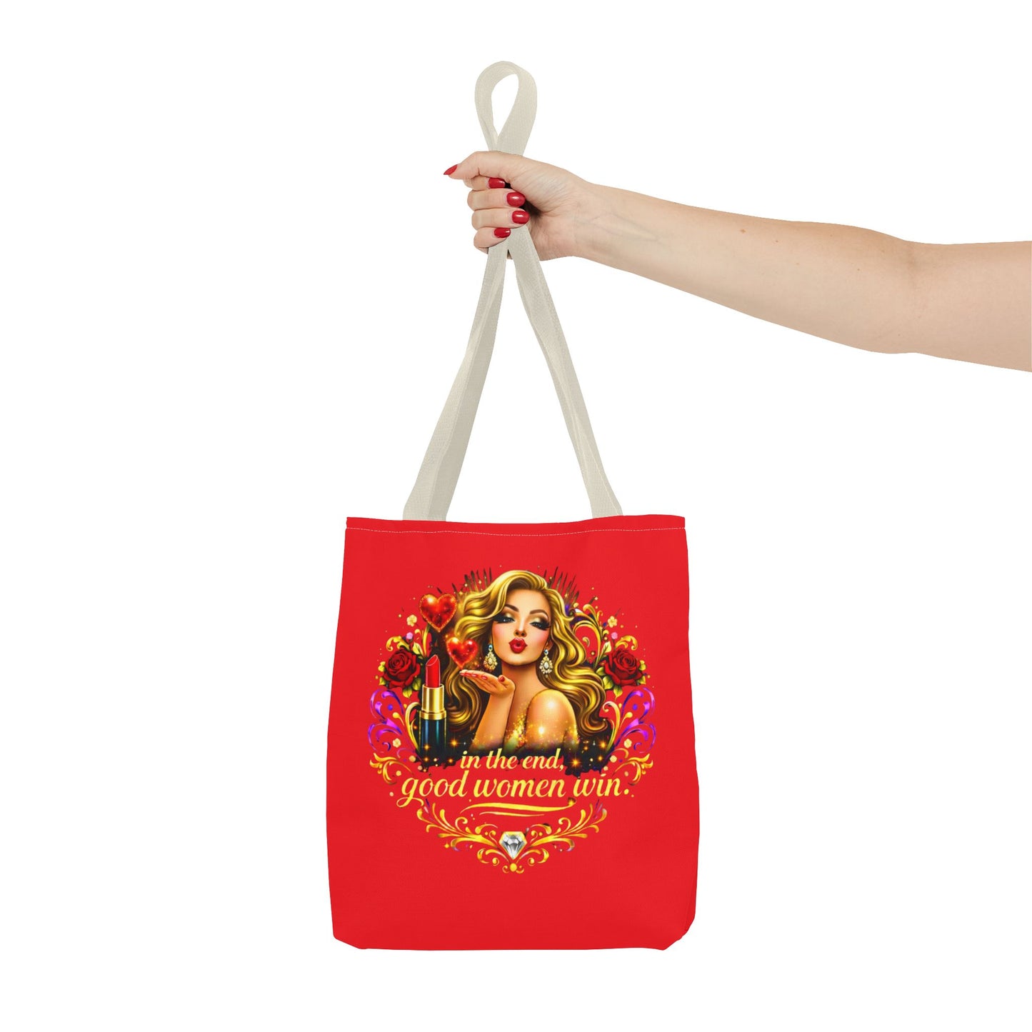 Tote Bag — "In the End, Good Women Win" Glamour Graphic Tote Blonde