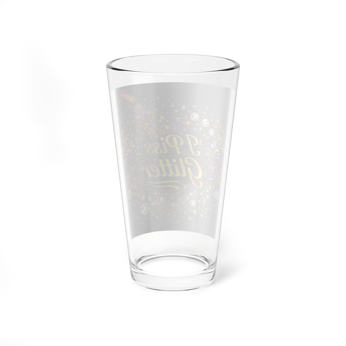 Mixing Glass — 16oz Pint Glass with "I Piss Glitter" Mardi Gras Party Design