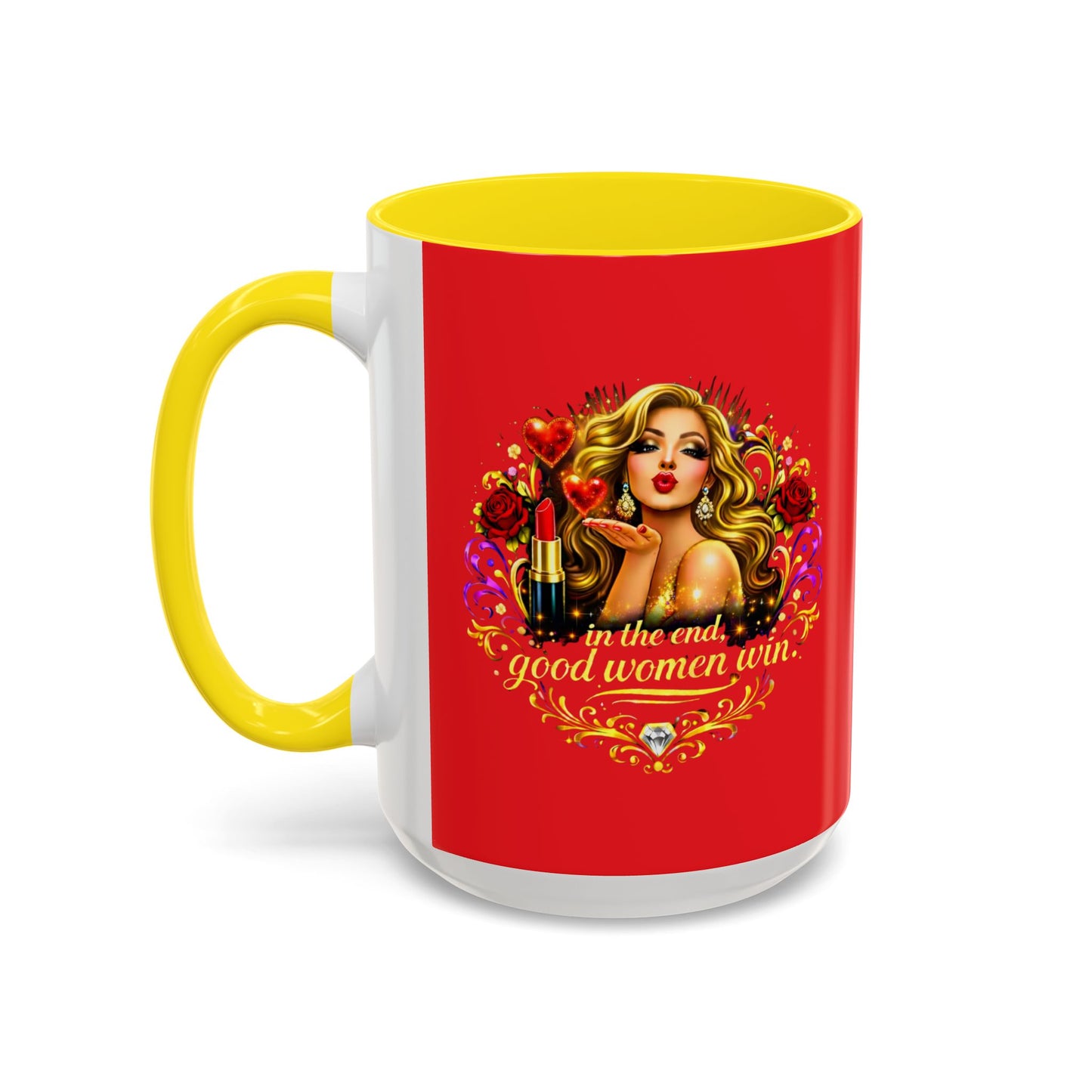 Coffee Mug — “In the End, Good Women Win” BLONDE Retro Glam Accent Mug (11/15 oz)