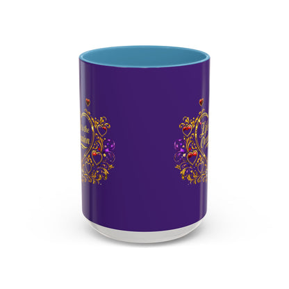 Life Is the Occasion Gold Heart Accent Coffee Mug — Inspirational Purple 11/15oz