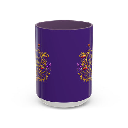 Life Is the Occasion Gold Heart Accent Coffee Mug — Inspirational Purple 11/15oz