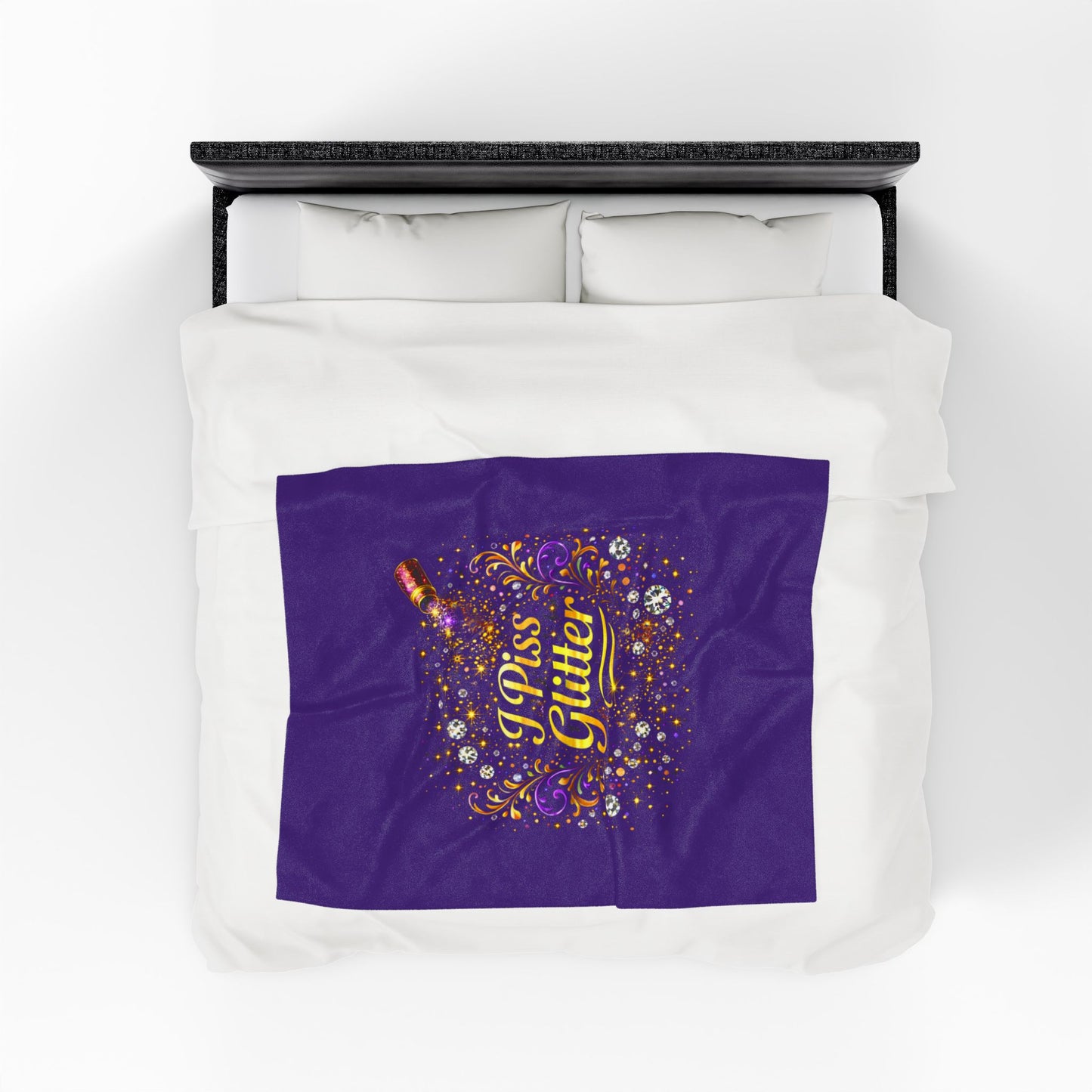 Velveteen Plush Blanket — "I Piss Glitter" Sparkle Throw for Fun, Sassy Gift