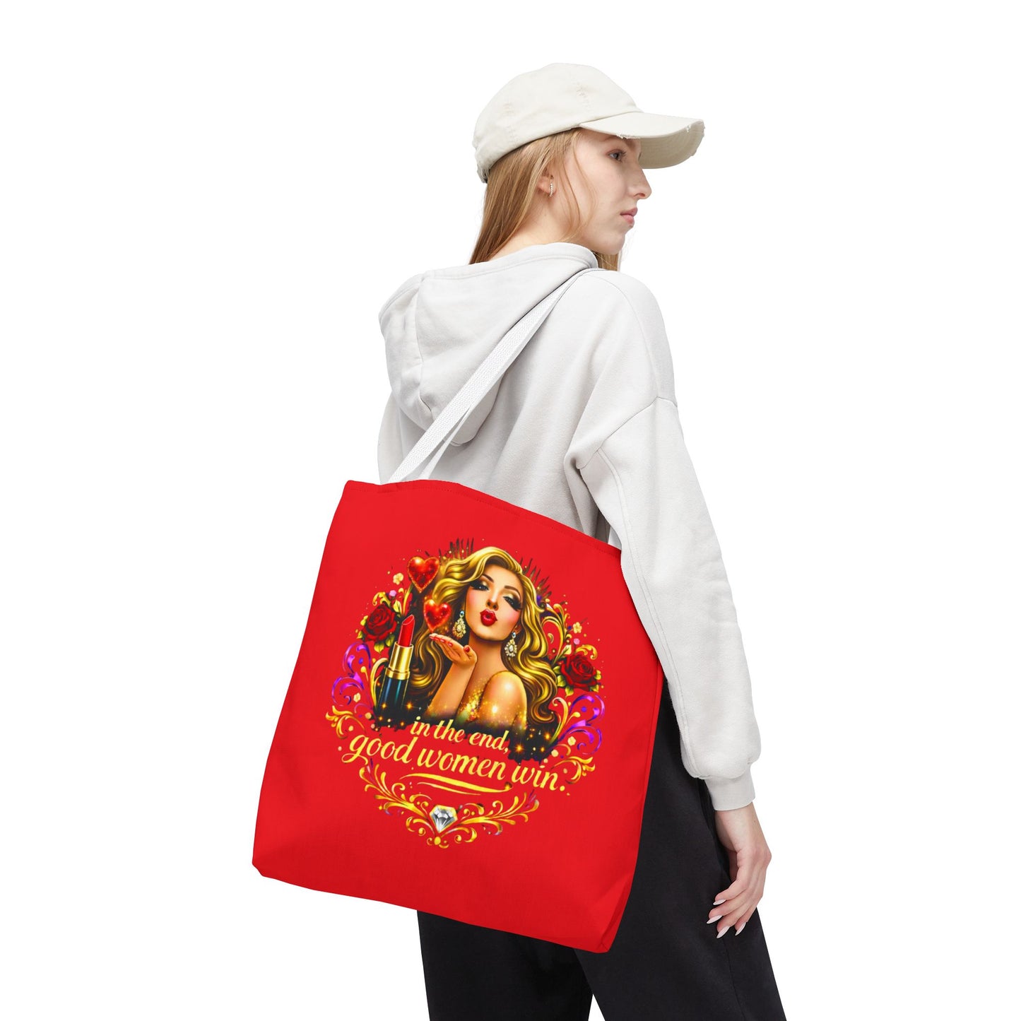 Tote Bag — "In the End, Good Women Win" Glamour Graphic Tote Blonde